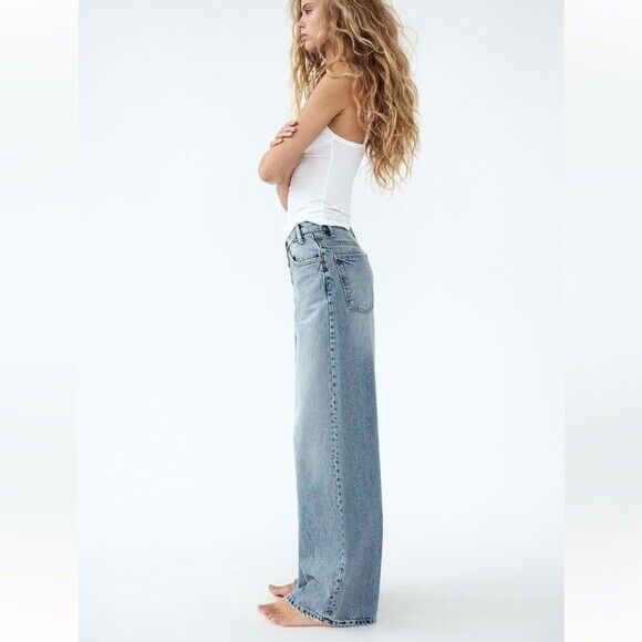 ZARA TRF HIGH RISE WIDE LEG CROSSOVER WAISTBAND JEANS | eBay ZARA TRF HIGH RISE WIDE LEG CROSSOVER WAISTBAND JEANS | eBay