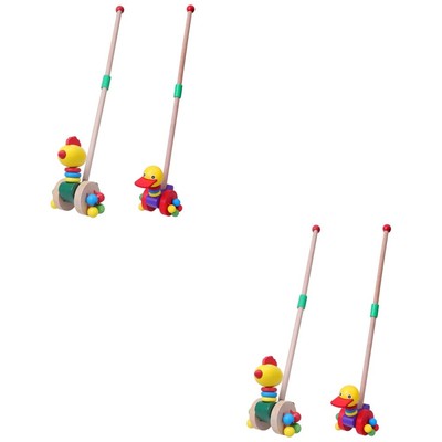 4 Pcs Push Entlang Ente Spielzeug Holz Wunder Kleinkind Push Walker