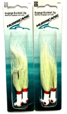 Hurricane 2 Packs 3/4oz Bugeye Bucktail Jig White Head Faded Chartreuse 2-Count
