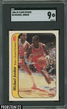 1986-87 Fleer Stickers Basketball #8 Michael Jordan RC Rookie HOF SGC 9 MINT
