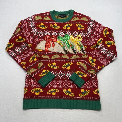 Taco Avocado Mexican Food Theme Ugly Holiday Christmas Sweater Adult S