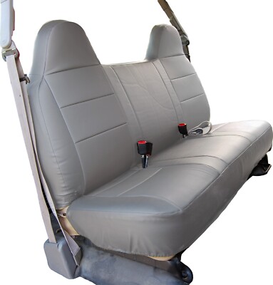for FORD F-150 IGGEE S.LEATHER CUSTOM MADE FIT BENCH SEAT COVERS GREY