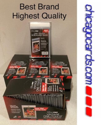 100 Ultra Pro  VINTAGE One-Touch 35pt Magnetic Card Holder & 100 Resealable Bags
