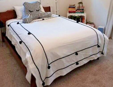 Pottery Barn Chambray Tassel Duvet Cover White Black Twin No Shams Teen New