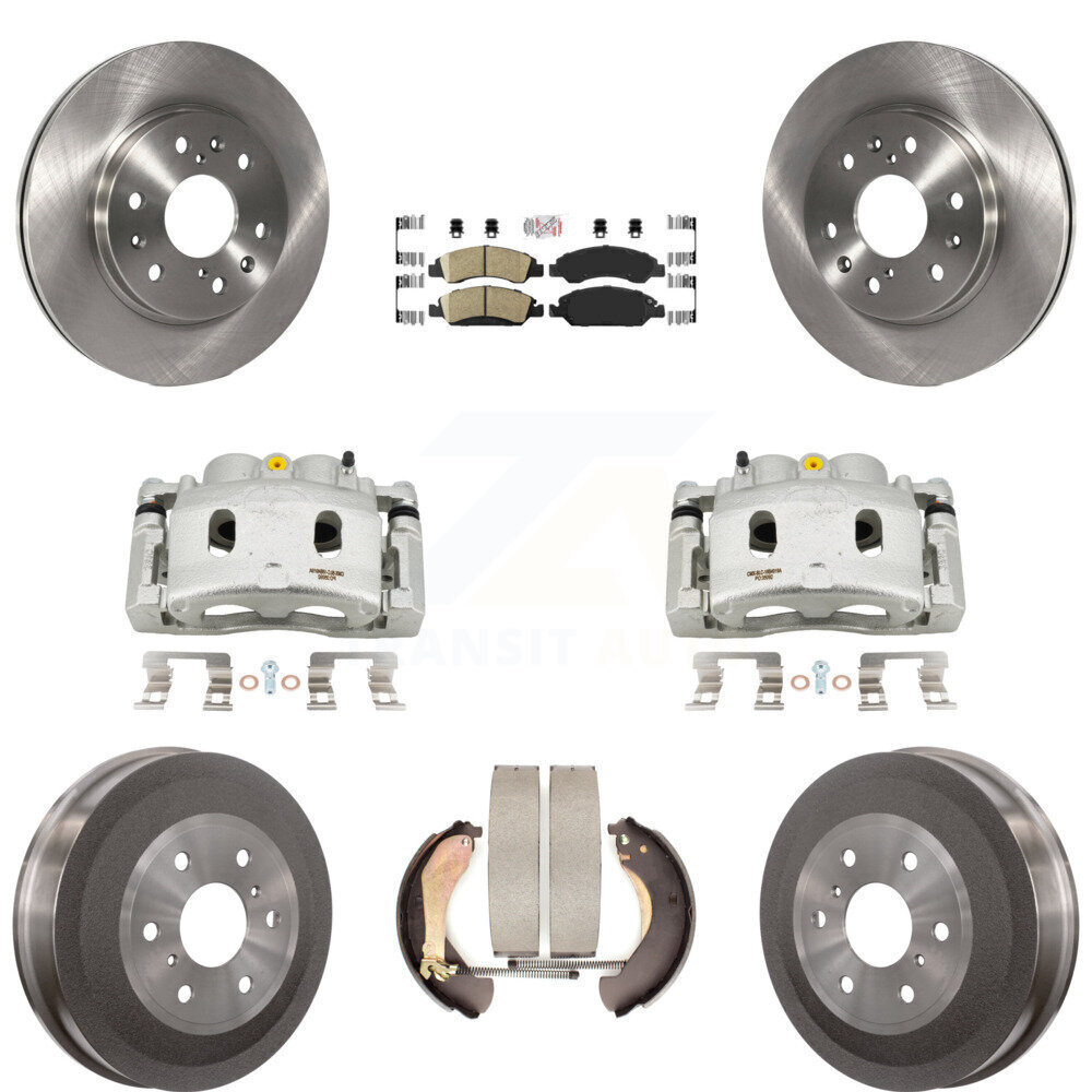 Complete Front & Rear Brake Caliper Rotor Drum Ceramic Pad Kit for Chevy 1500 GMC Trucks