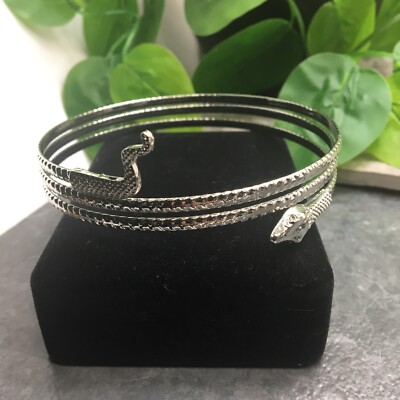 Silver-tone Upper Arm Cuff Armband/Bangle Bracelet Adjustable