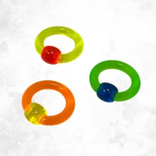 Captive Bead Ring UV Acrylic Circular 6G Top Ball Hoop Cartilage Septum 14mm