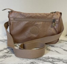 Nuevo con etiquetas Bolso Bandolera Kipling KI0566 Annabelle Doble Cremallera Nylon Oro Rosa Metálico