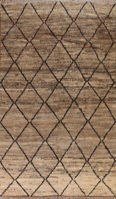 Tribal Trellis Shaggy Moroccan Berber Oriental Area Rug Wool Hand-knotted 6'x10'