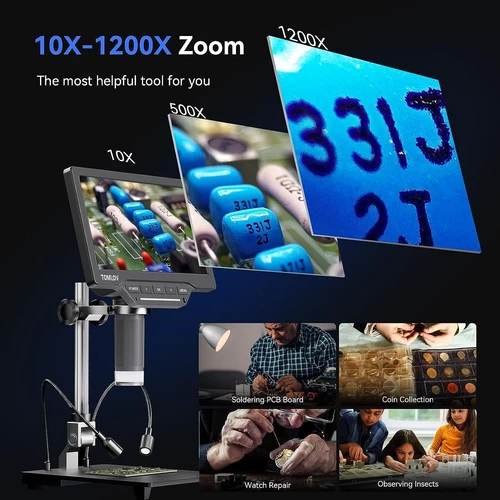 Microscopio Digital LCD TOMLOV 7", Microscopio para Monedas de Error, 1200X para Adultos - Imagen 3 de 7