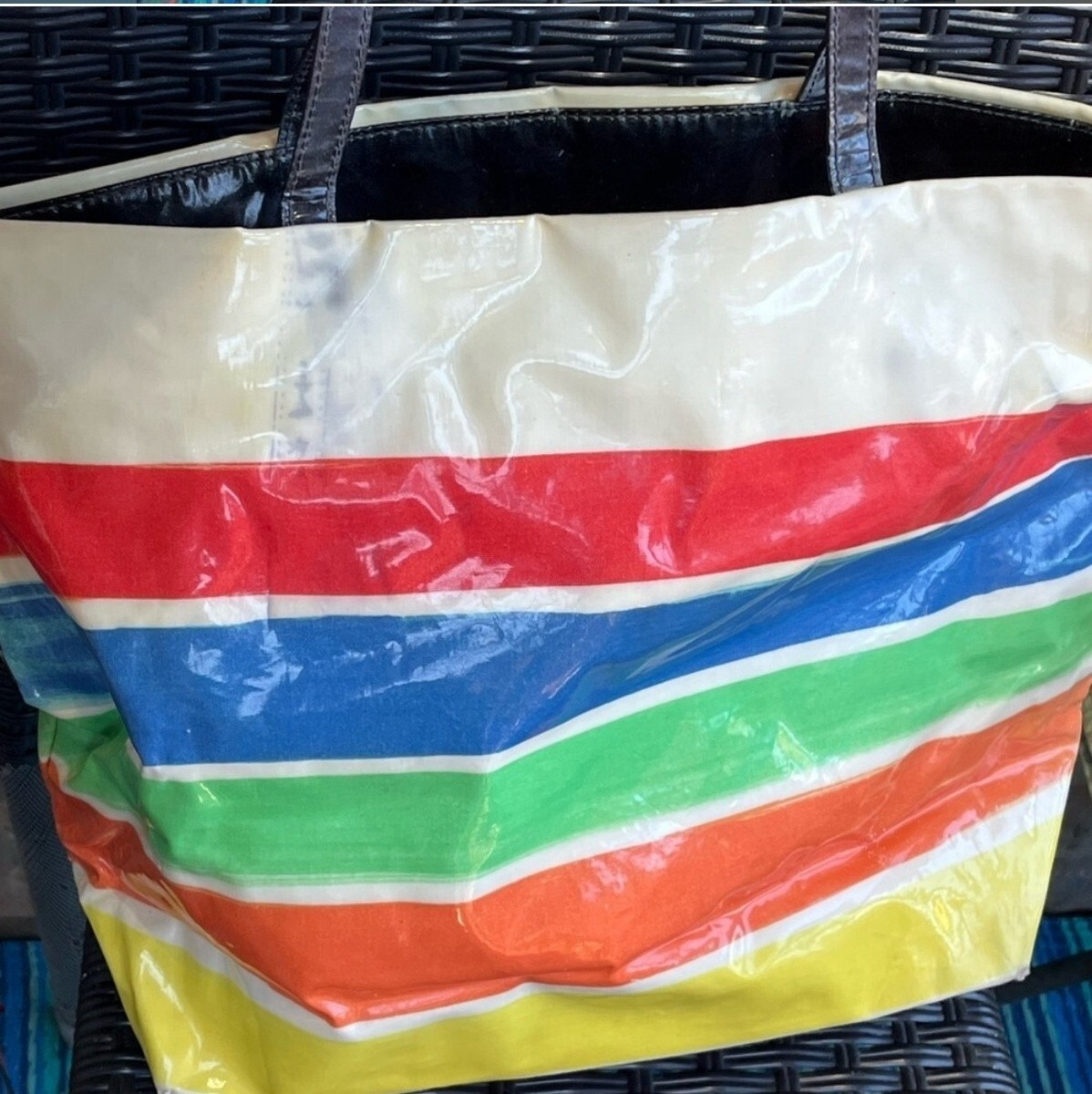 Vintage Kate Spade Charm Travel Magazine Vinyl Tote Bag RARE View 4