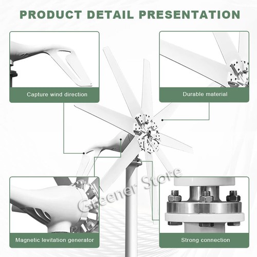 3000W 10-Blade 12V/24V/48V Wind Turbine Kit with Built-in Charge Controller - Picture 4 of 16