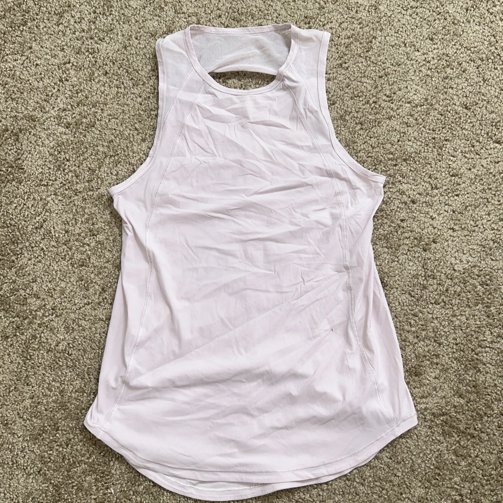 Lululemon Tank Top Solid Pink Cutout Sleeveless 6-8 Mesh Light Pink
