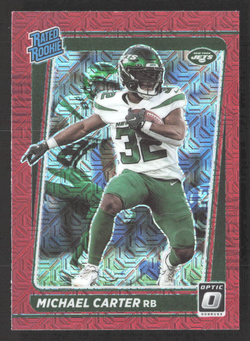 2021 Donruss Optic  Michael Carter #235 RED MOJO Rated Rookie     New York Jets