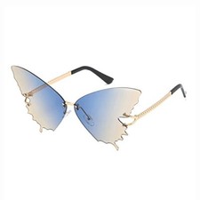 Fashion Butterfly Rimless Sunglasses for Women Metal Frame Eyewear UV Protection