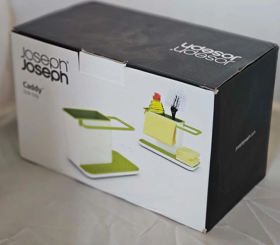 Joseph Joseph Caddy organizador de fregadero en blanco y verde para paño de cocina cepillo de botella Foto 2 de 4