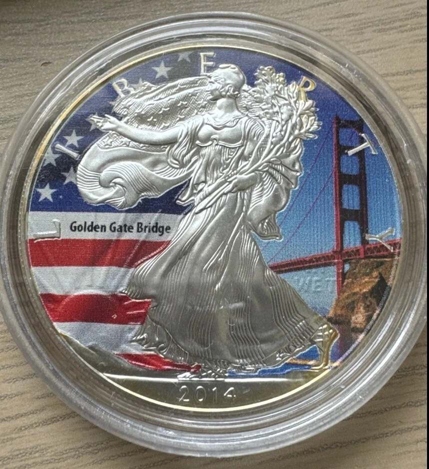 Estados Unidos. 1 Dollar 2014 American Eagle - "Golden Gate Bridge", 1 Oz (.999)