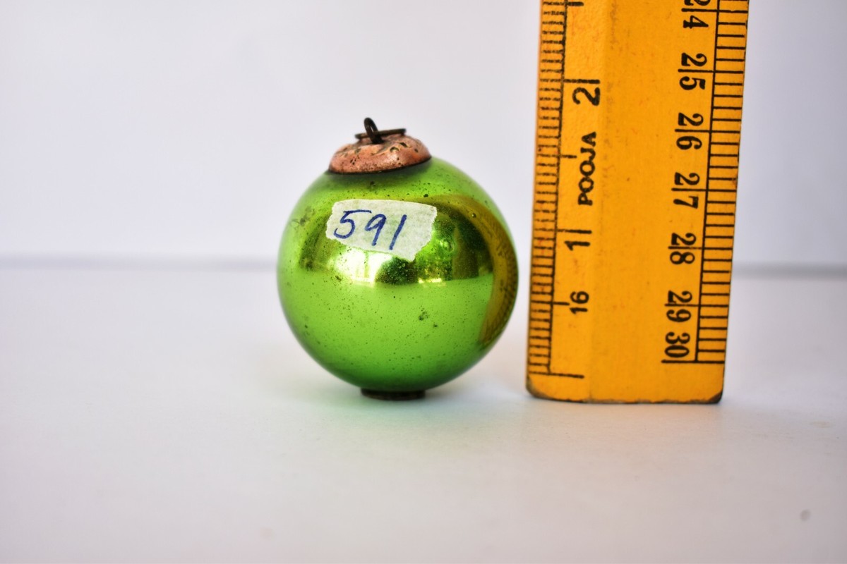 Ancienne Boule De Noël Allemande Kugel En Verre Soufflé – Vert, Forme œuf, Mercure, 1880 (occasion)