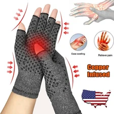 Copper Compression Gloves Carpal Tunnel Arthritis Pain Relief Therapeutic Brace