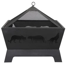 Portable Courtyard Fire Bowl Barrone Burning Fire Pit with Accessories Black