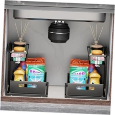 Under Sink Organizers and Storage 2 Tier Slide Out Kitchen Cabinet 2 Pack Black