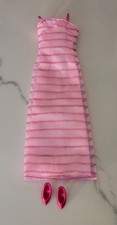 Barbie OUTFIT Superstar Type Pink Striped Dress Heels Genuine Tag
