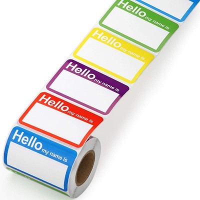 5 Colors (Hello My Name Is) Name Tags Stickers 400 Labels for Office, Meeting, S
