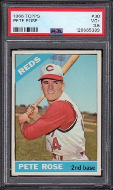 1966 Pete Rose Topps Baseball Card #30 Graded PSA 3.5 Very Good+ (VG+)