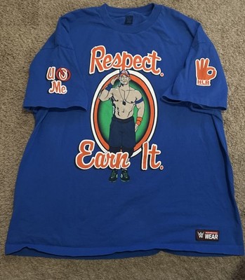 JOHN CENA T SHIRT RESPECT EARN IT NEVER GIVE UP  WRESTLING TEE XXL WWE Authentic
