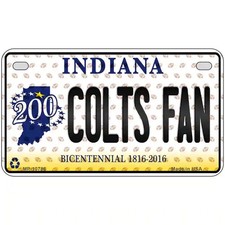 Colts Indiana Novelty Metal License Plate Multiple Sizes Aluminum Made in USA