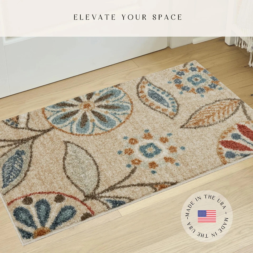 Reggie Floral Kitchen Rug - Made in USA - Washable, Non Slip Indoor Carpet fo... - Image 2 of 4