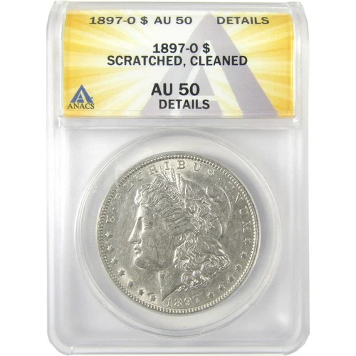 1897 O Morgan Dollar AU 50 Details ANACS Silver $1 Coin SKU:I19204