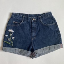 Vintage dark wash cuffed denim shorts