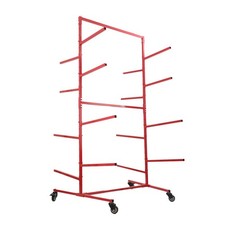 Heavy Duty Mobile Bumper Storage Rack Adjustable Double-Sided Locking Wheels Red