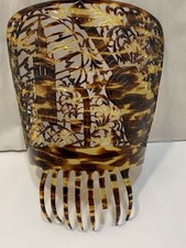 Vtg Celluloid Mantilla Hair Comb Faux Tortoise Shell Large 11  L7  w Guitar Tower