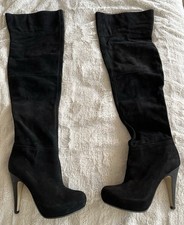 NEW size 4/37 Black Top Shop BRITANY2 Suede/Leather Over The Knee Boots