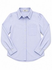 MNG Mango Women s Blue Pinstripe Button Front...