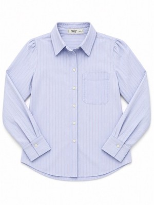 MNG Mango Women s Blue Pinstripe Button Front Shirt US 4 Regular Fit