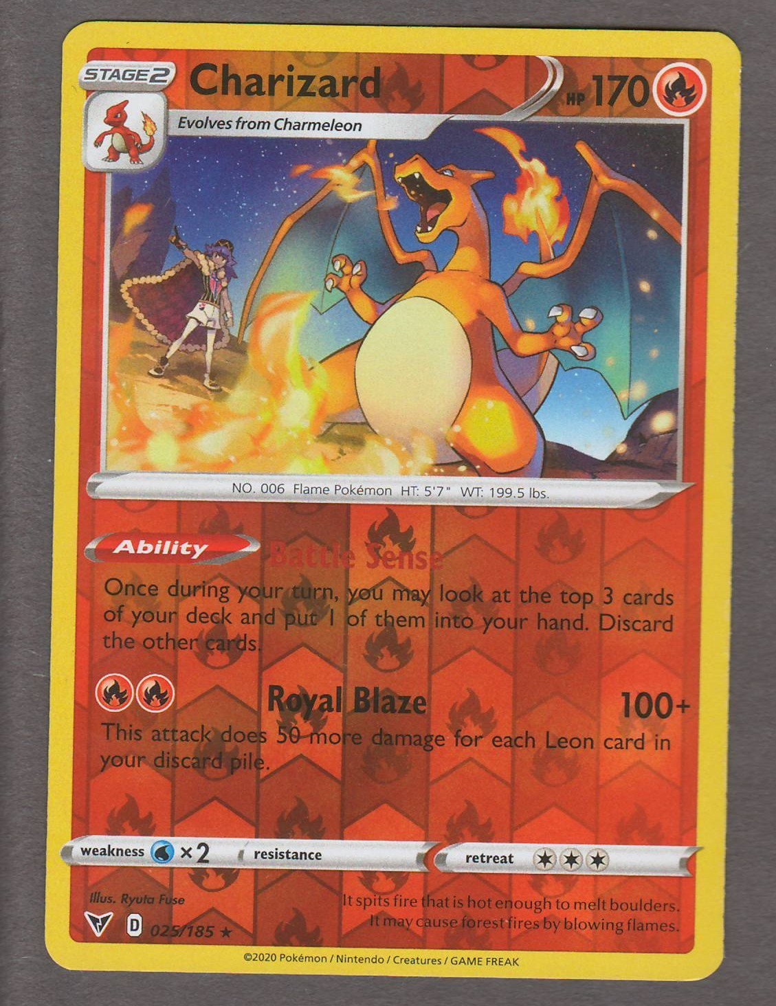 Charizard 025/185 Reverse Holo Rare Pokemon Vivid Voltage 2020 NM English