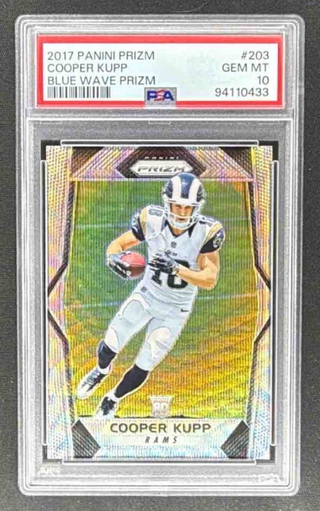 2017 Panini Prizm Cooper Kupp #203 Blue Wave /149 RC Rams PSA 10 Rookie