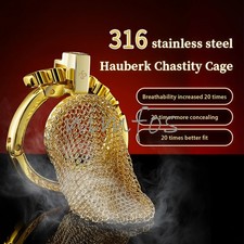 Male Chastity Cage Device Sissy Stainless Steel CB Lock Abstinence Adjust Ring