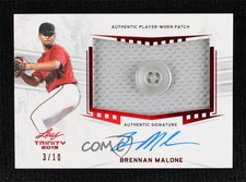 2019 Leaf Trinity Red Button 3/10 Brennan Malone #PA-BM1 Patch Auto ms9
