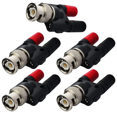 5 Pack BNC Male Plug to 2X 4mm Dual Banana Female Jack Socket Binding Post RF Co