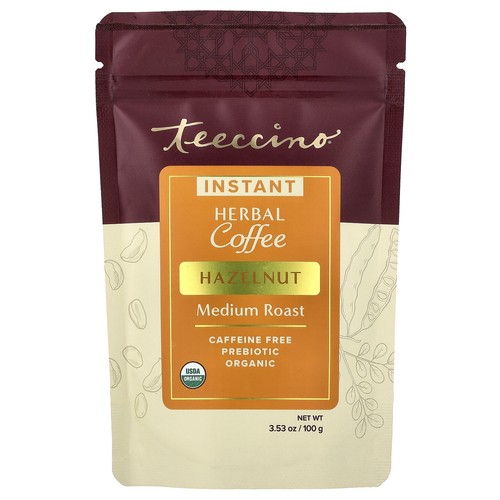 Instant Herbal Coffee, Hazelnut, Medium Roast, Caffeine Free, 3.53 oz (100 g)