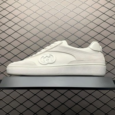 Gucci G75 Interlocking G - White Suede Unisex Shoes Shoes Men's Size 2-12