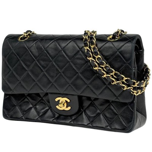 Chanel Double Flap Chain CC Mark Leather Black Shoulder Bag A01112 #BS2700