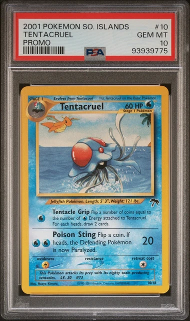 2001 POKEMON SOUTHERN ISLANDS PROMO #10 TENTACRUEL DRAGONITE PROMO PSA 10