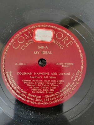 Coleman Hawkins with Leonard Feather's All Stars 10'' 78RPM Record 548 Commodore