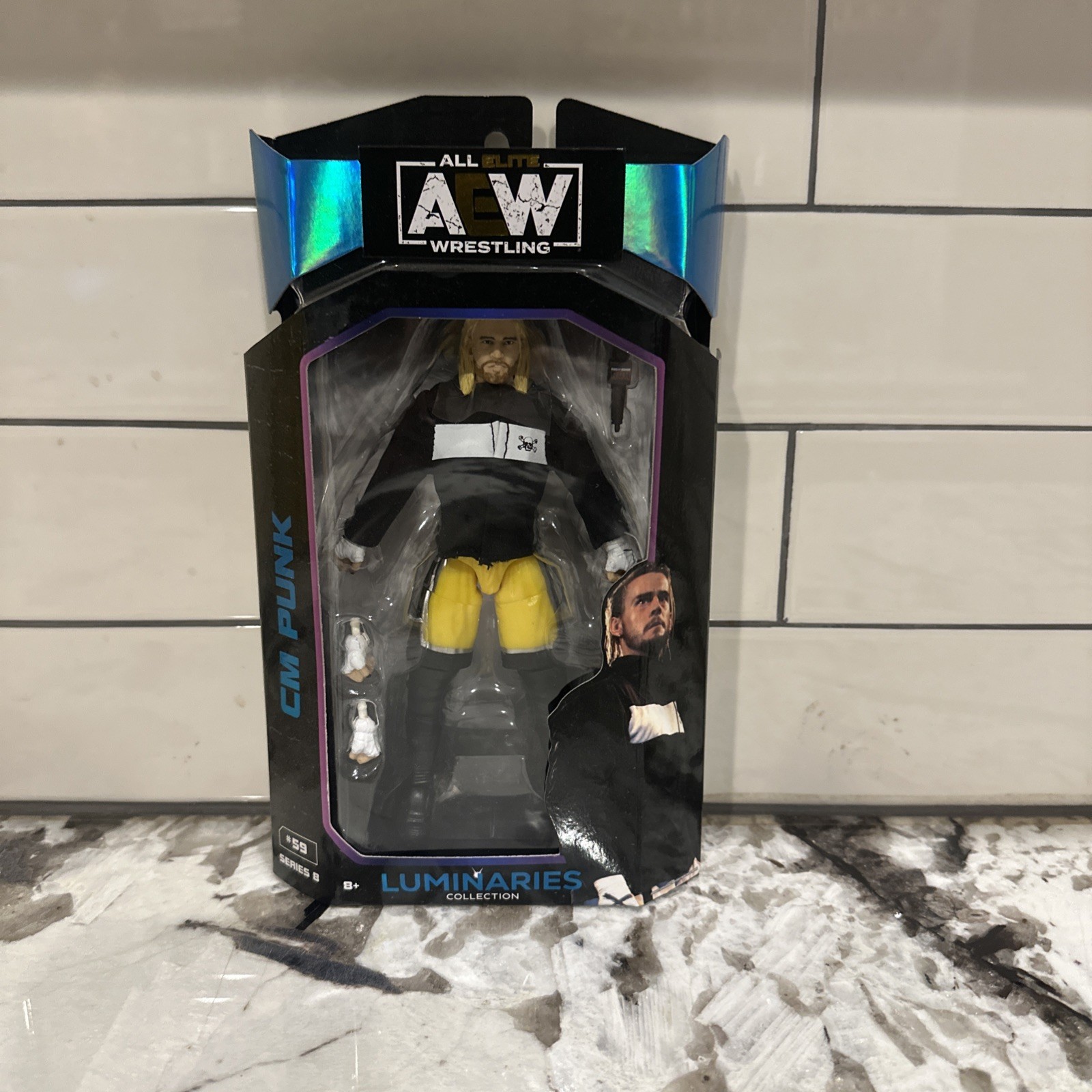 CM Punk Luminaries Series 8 #59 AEW Wrestling Figure Yellow Ring Of Honor ROH