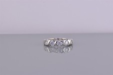 Sterling Silver Hugs Cubic Zirconia Accented Crisscross Band Ring 925 Sz: 5